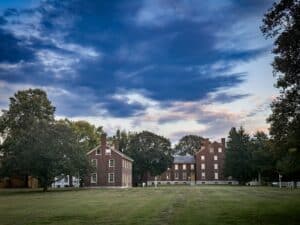 Historic brick buildings at Shaker Village Kentucky