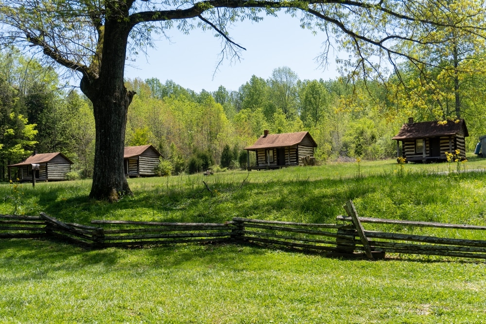 Cabins at the Abraham Lincoln Birthplace National Historical Park in Kentucky