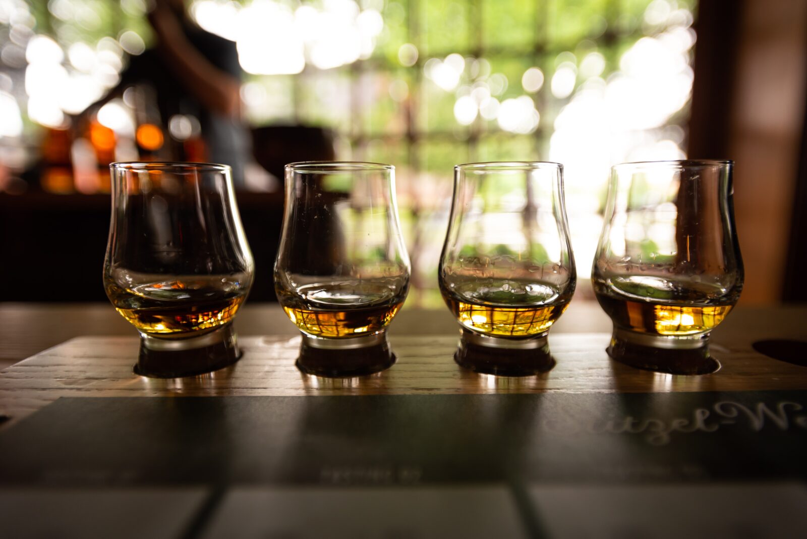 Bourbon tasting flight on the Kentucky Bourbon Trail.